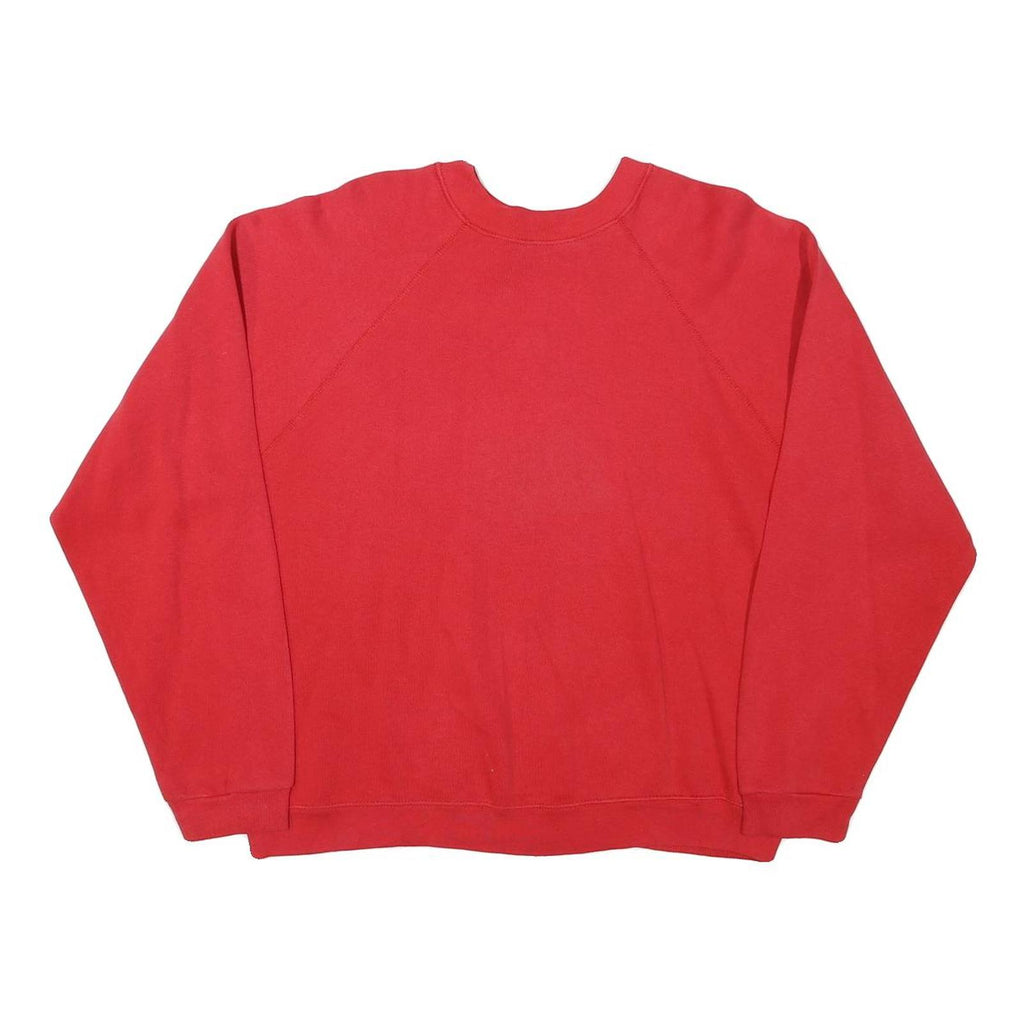 TULTEX Mens Red Crew Neck L Cotton Blend Sweatshirt Plain Pullover Casual
