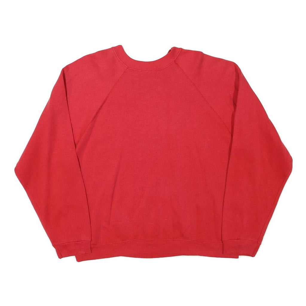 TULTEX Mens Red Crew Neck L Cotton Blend Sweatshirt Plain Pullover Casual
