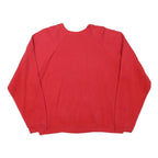 TULTEX Mens Red Crew Neck L Cotton Blend Sweatshirt Plain Pullover Casual