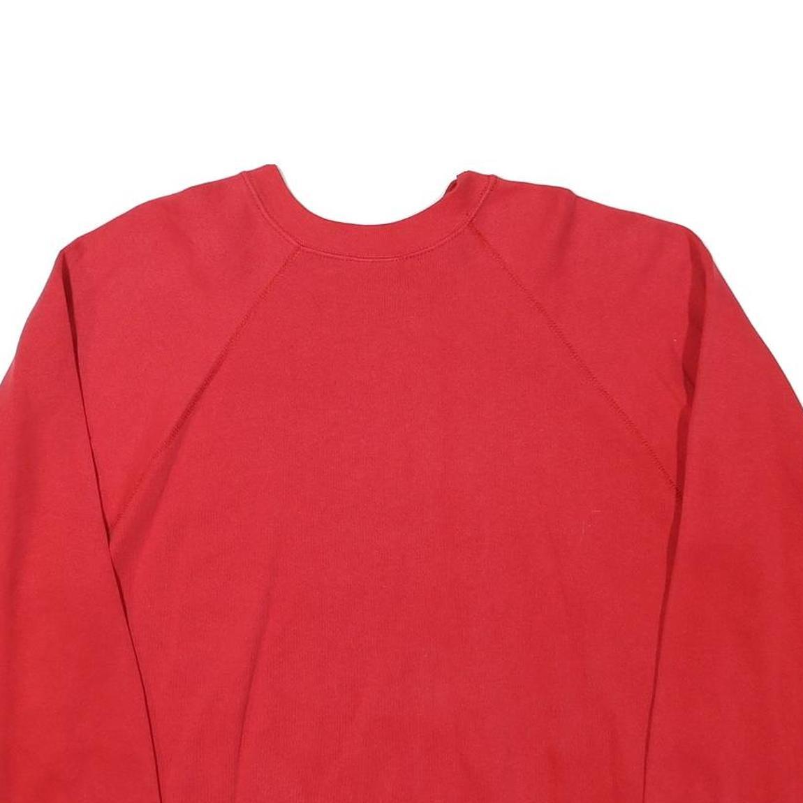 TULTEX Mens Red Crew Neck L Cotton Blend Sweatshirt Plain Pullover Casual