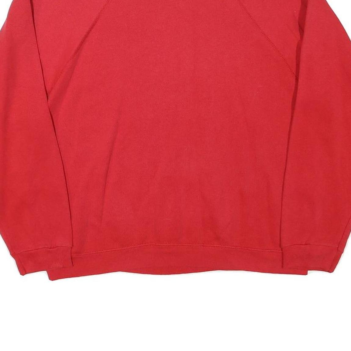 TULTEX Mens Red Crew Neck L Cotton Blend Sweatshirt Plain Pullover Casual