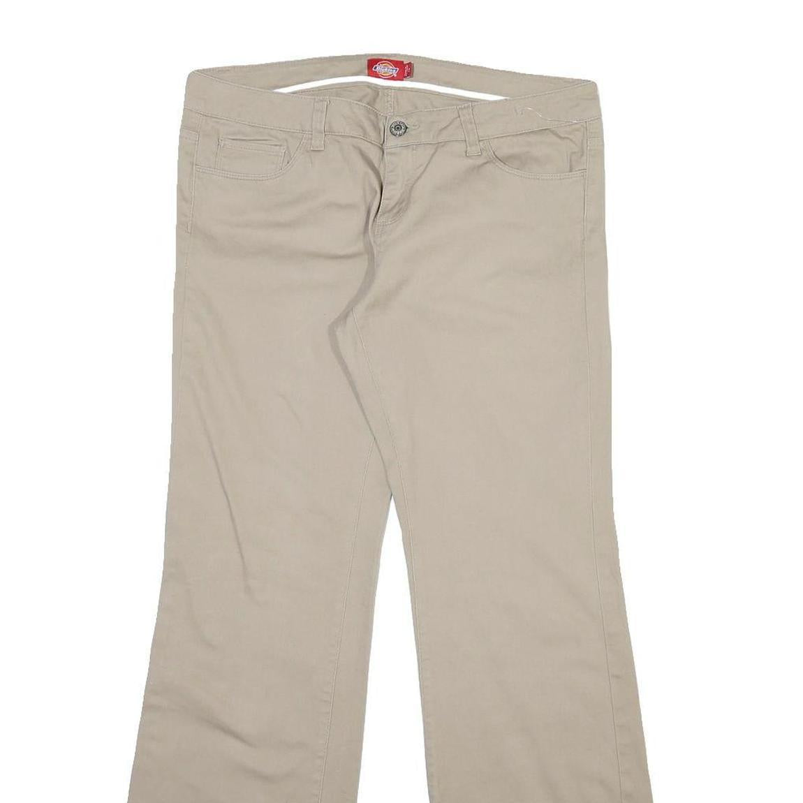 DICKIES Womens Cotton Blend Beige Regular Fit Straight Leg Trousers W34 L32