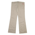 DICKIES Womens Cotton Blend Beige Regular Fit Straight Leg Trousers W34 L32