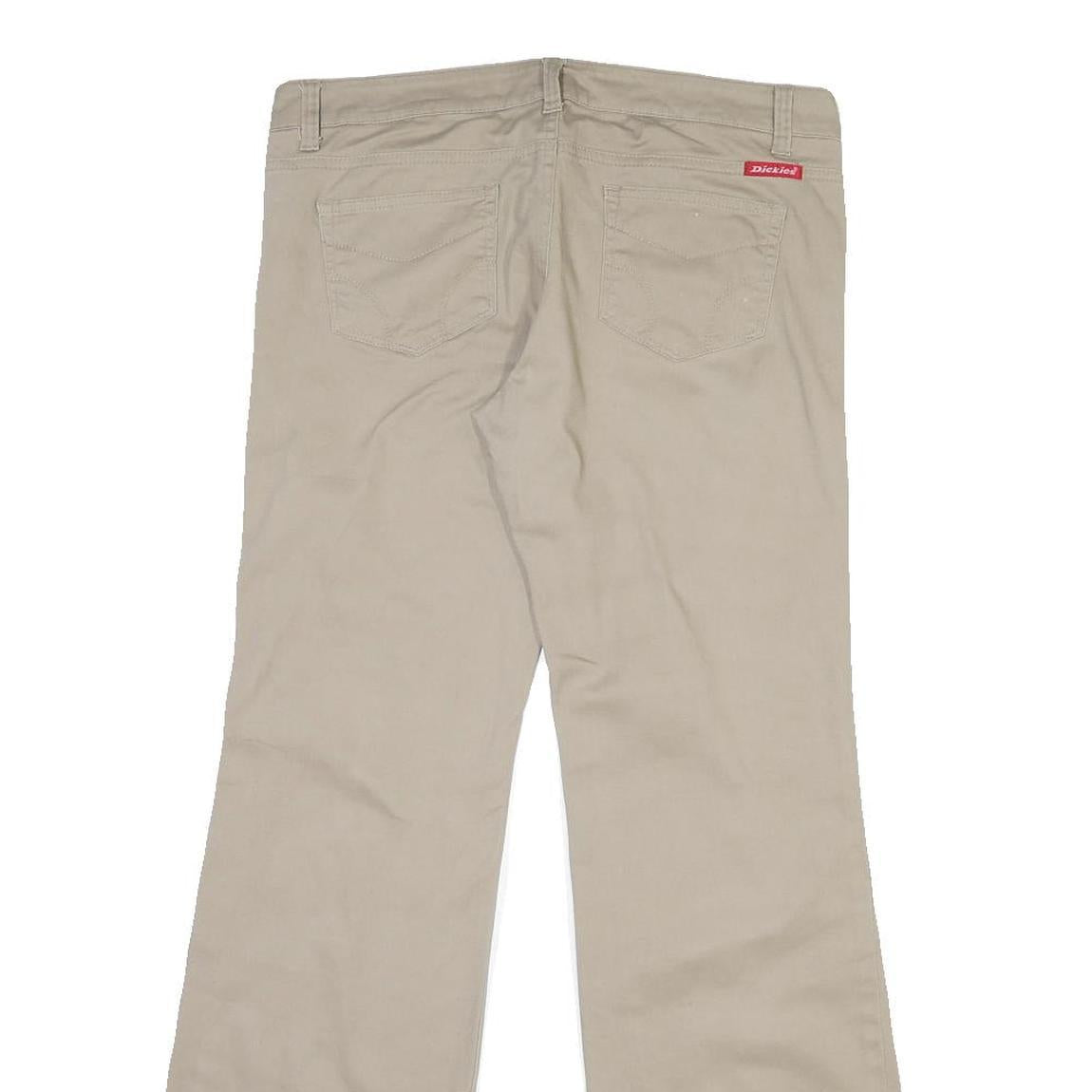 DICKIES Womens Cotton Blend Beige Regular Fit Straight Leg Trousers W34 L32