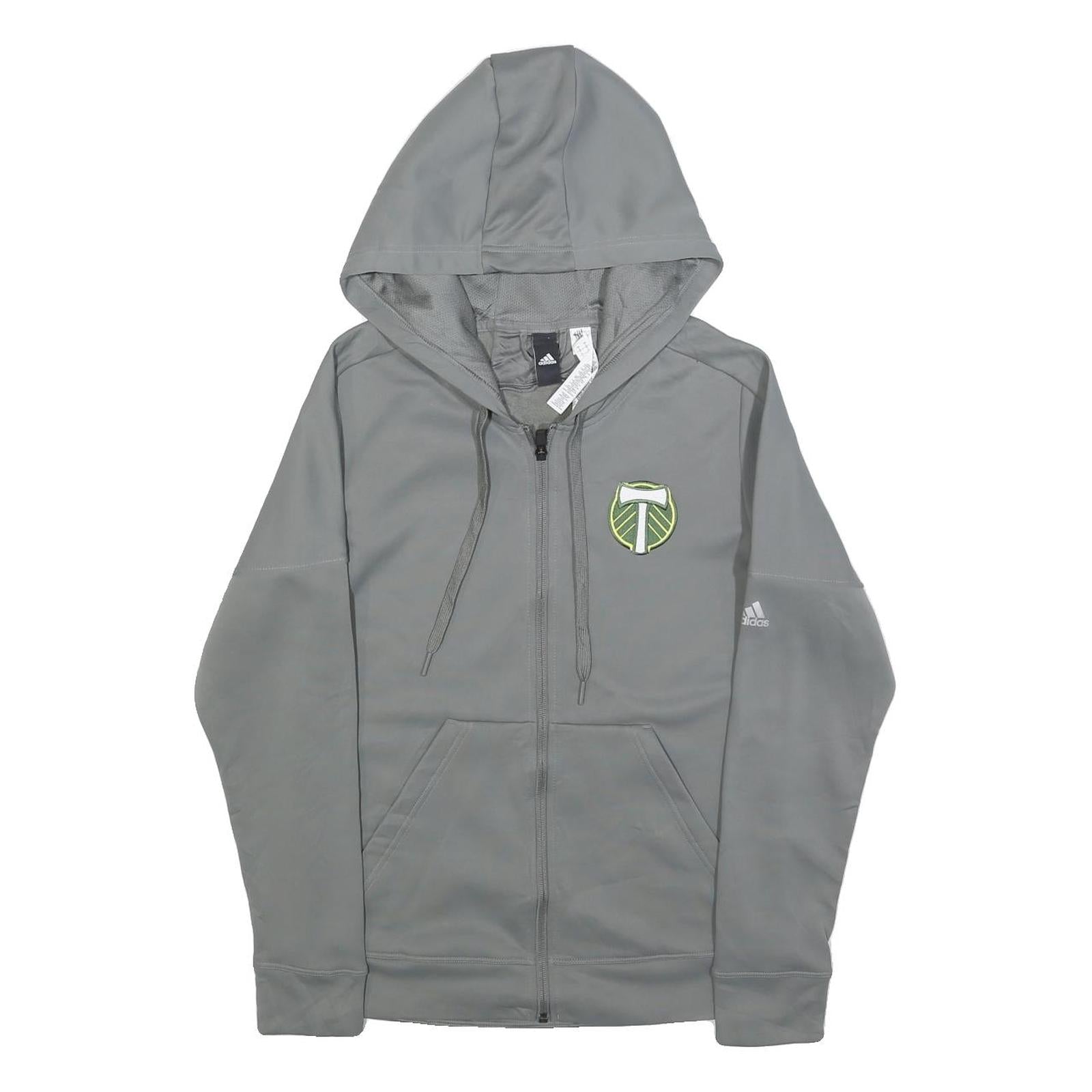 ADIDAS Mens Grey Portland Timbers Football Hoodie S Zip-Up Sportswear