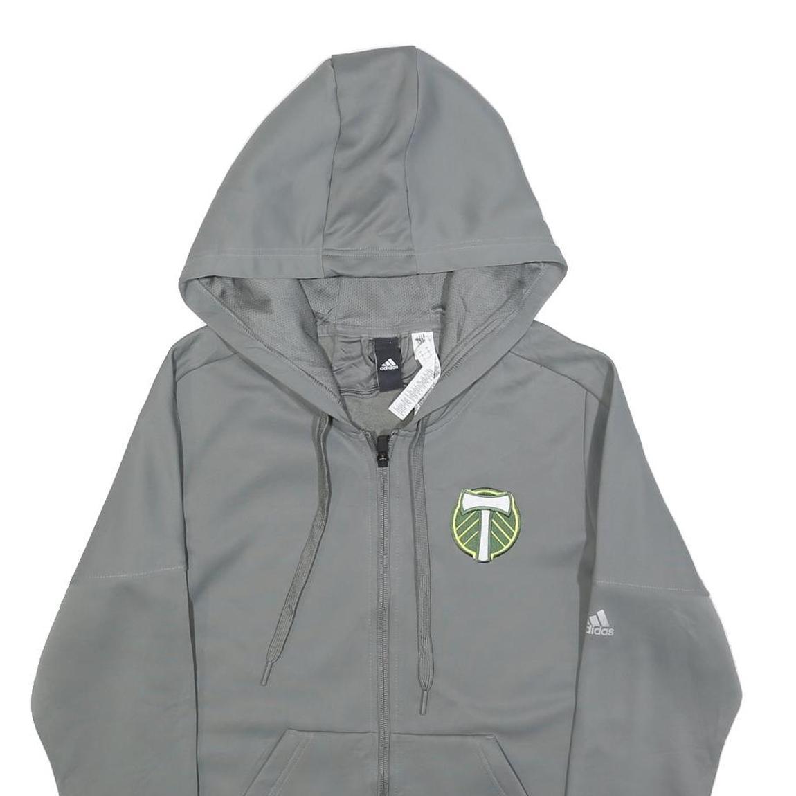ADIDAS Mens Grey Portland Timbers Football Hoodie S Zip-Up Sportswear