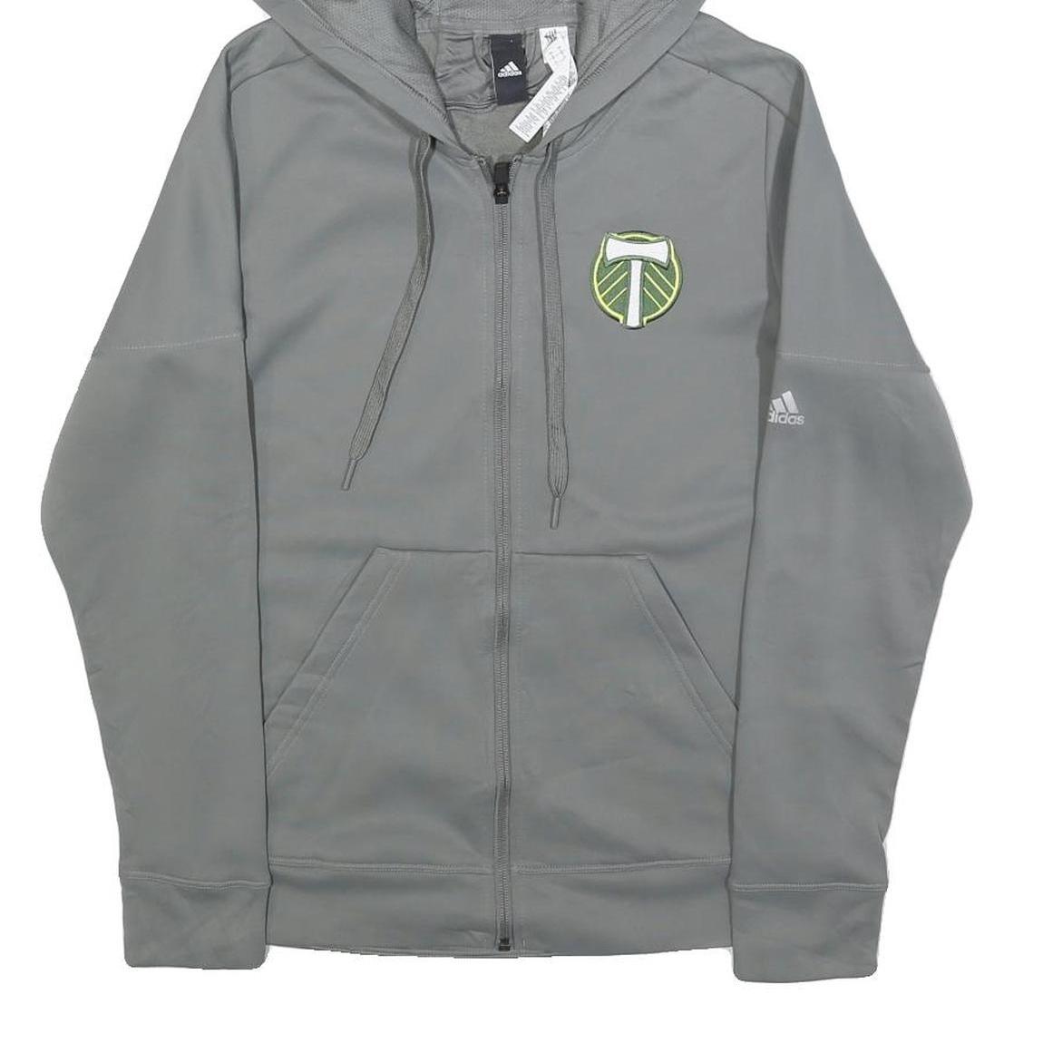 ADIDAS Mens Grey Portland Timbers Football Hoodie S Zip-Up Sportswear