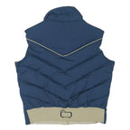 WOOLRICH Womens Blue & Beige Sleeveless Quilted Jacket L Polyester Blend Button