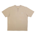CARHARTT Mens Beige Henley T-Shirt XL Short Sleeve Crew Neck Pocket