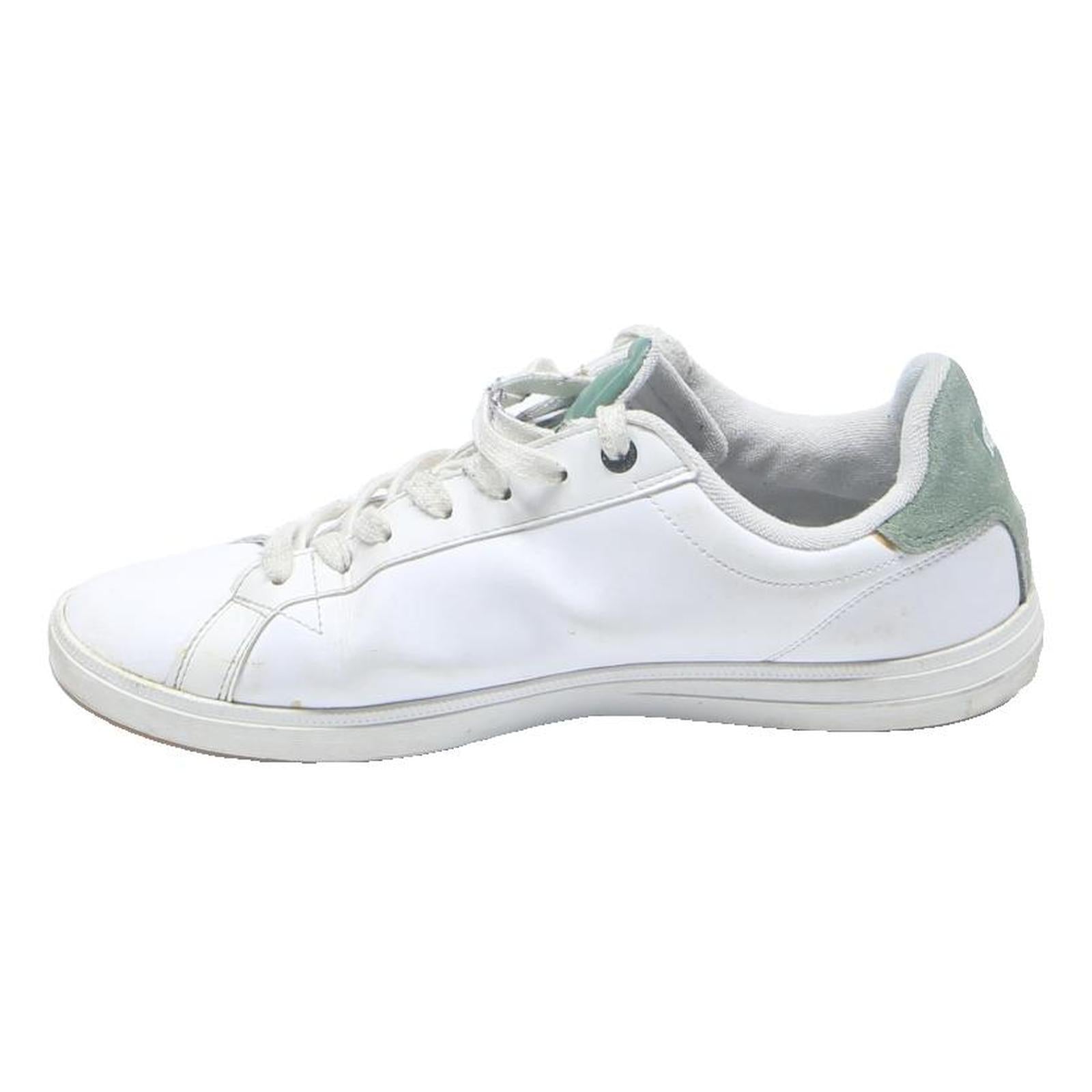 LACOSTE Mens Lace-Up Trainers White Green Leather UK 7.5 Casual Comfort