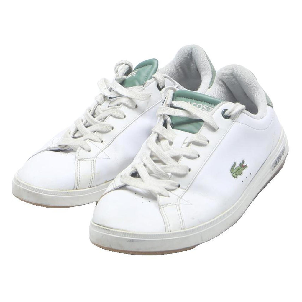 LACOSTE Mens Lace-Up Trainers White Green Leather UK 7.5 Casual Comfort