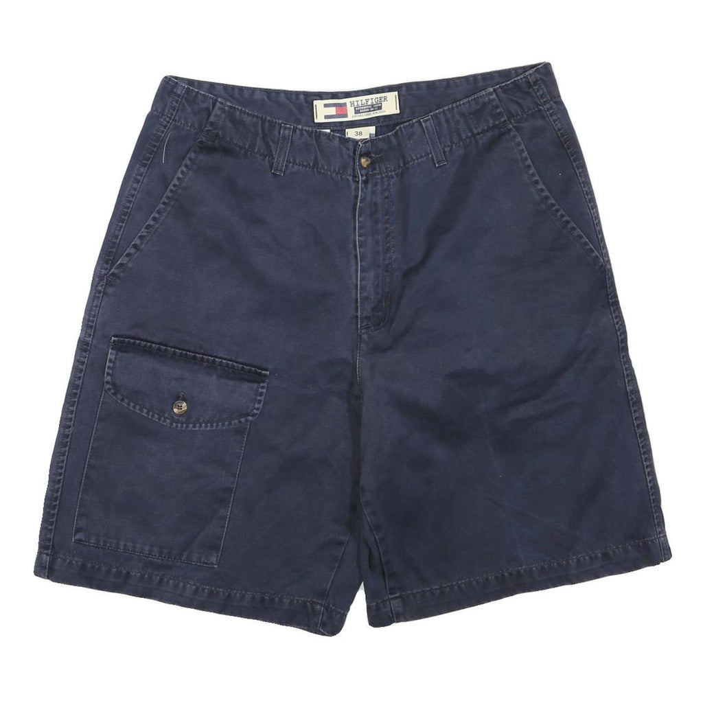 TOMMY HILFIGER Mens Shorts Navy Blue Cargo Plain L W34 Casual Cotton Blend