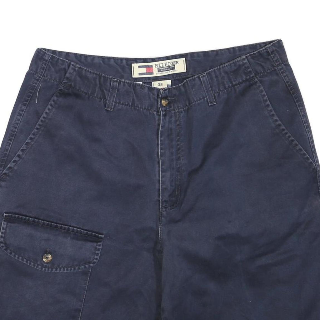 TOMMY HILFIGER Mens Shorts Navy Blue Cargo Plain L W34 Casual Cotton Blend