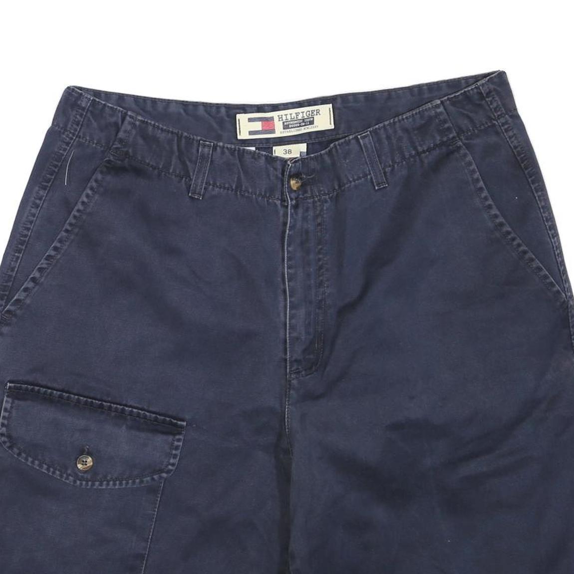 TOMMY HILFIGER Mens Shorts Navy Blue Cargo Plain L W34 Casual Cotton Blend