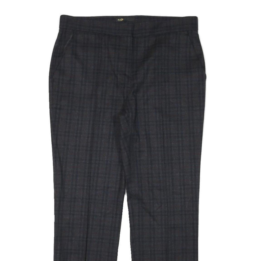 MAJE Womens Polyester Blend Black & Dark Grey Check Slim Straight Trousers W30