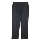 MAJE Womens Polyester Blend Black & Dark Grey Check Slim Straight Trousers W30