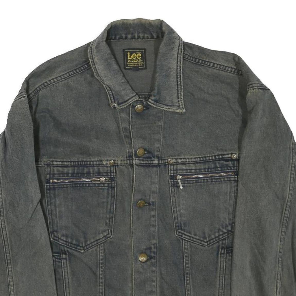 LEE Mens Grey Button Denim Jacket L Cotton Blend Classic Fit Casual