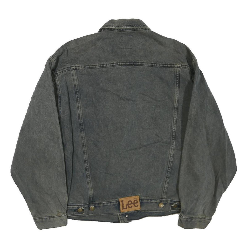 LEE Mens Grey Button Denim Jacket L Cotton Blend Classic Fit Casual