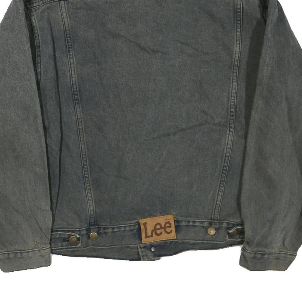 LEE Mens Grey Button Denim Jacket L Cotton Blend Classic Fit Casual