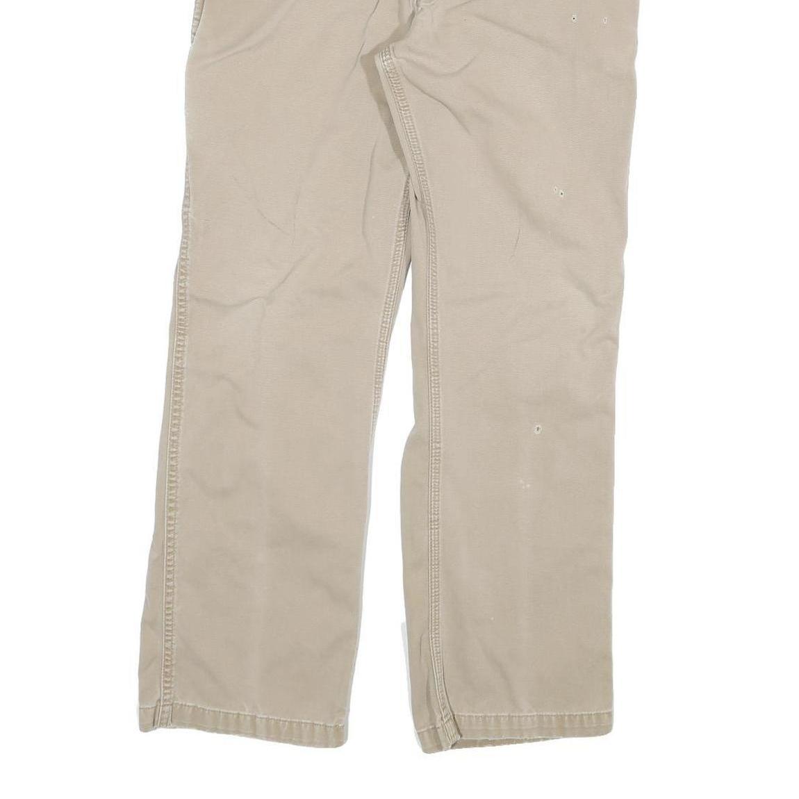 CARHARTT Mens Regular Beige Cotton Blend Zip Trousers W32 L27 Casual Workwear