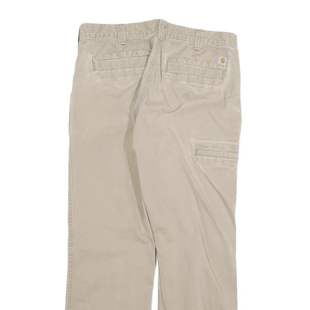 CARHARTT Mens Regular Beige Cotton Blend Zip Trousers W32 L27 Casual Workwear