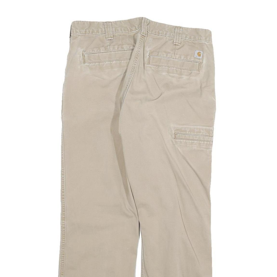 CARHARTT Mens Regular Beige Cotton Blend Zip Trousers W32 L27 Casual Workwear