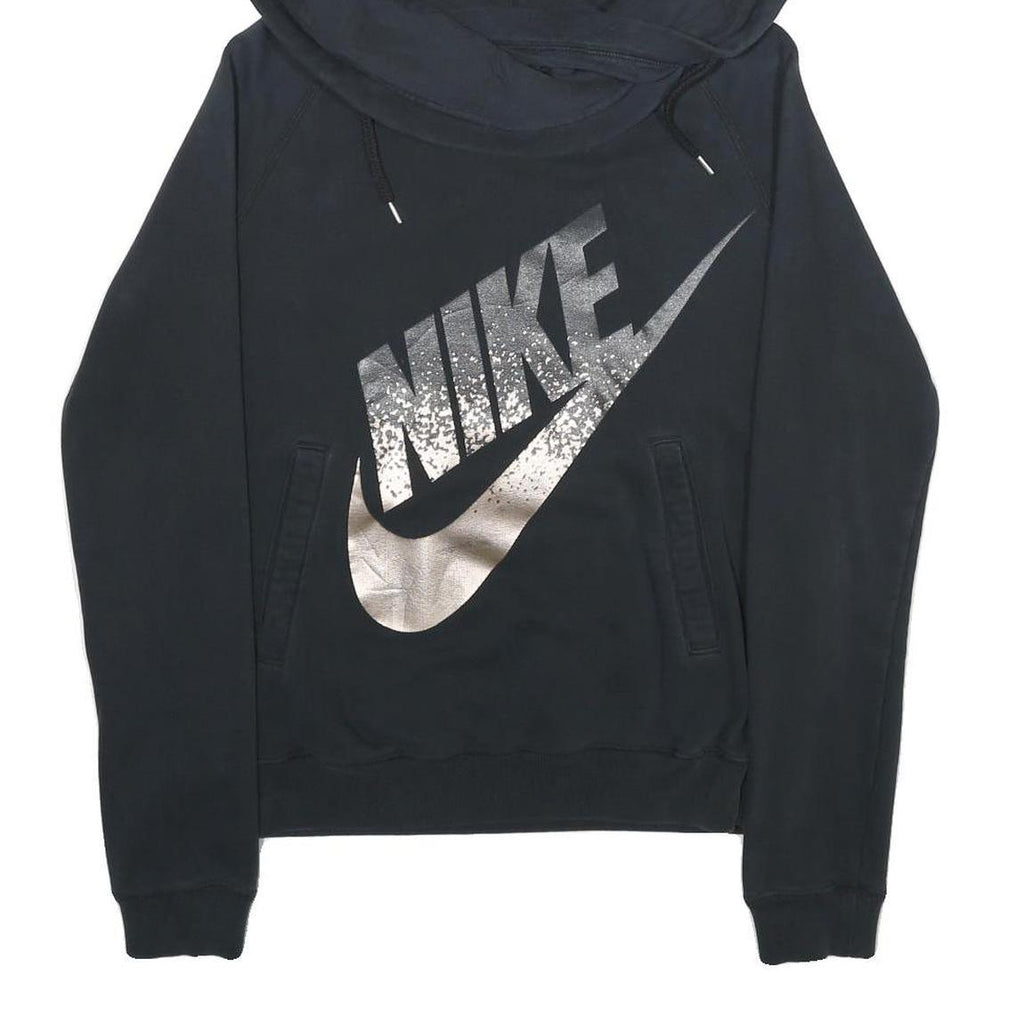 NIKE Womens Black Hoodie S Cotton Blend Pullover Hooded Sweatshirt