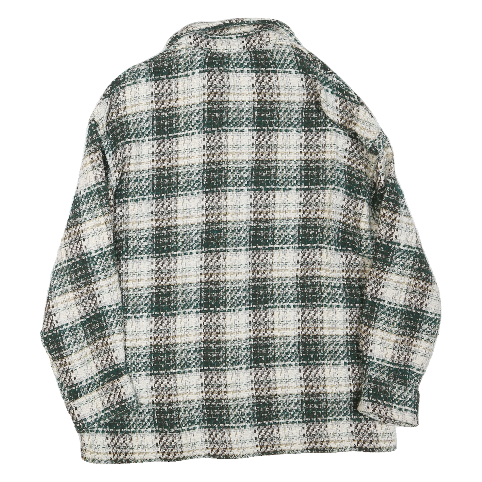 ZARA Womens Green & Cream Checked Button Jacket XS Cotton Blend Woven Stylish