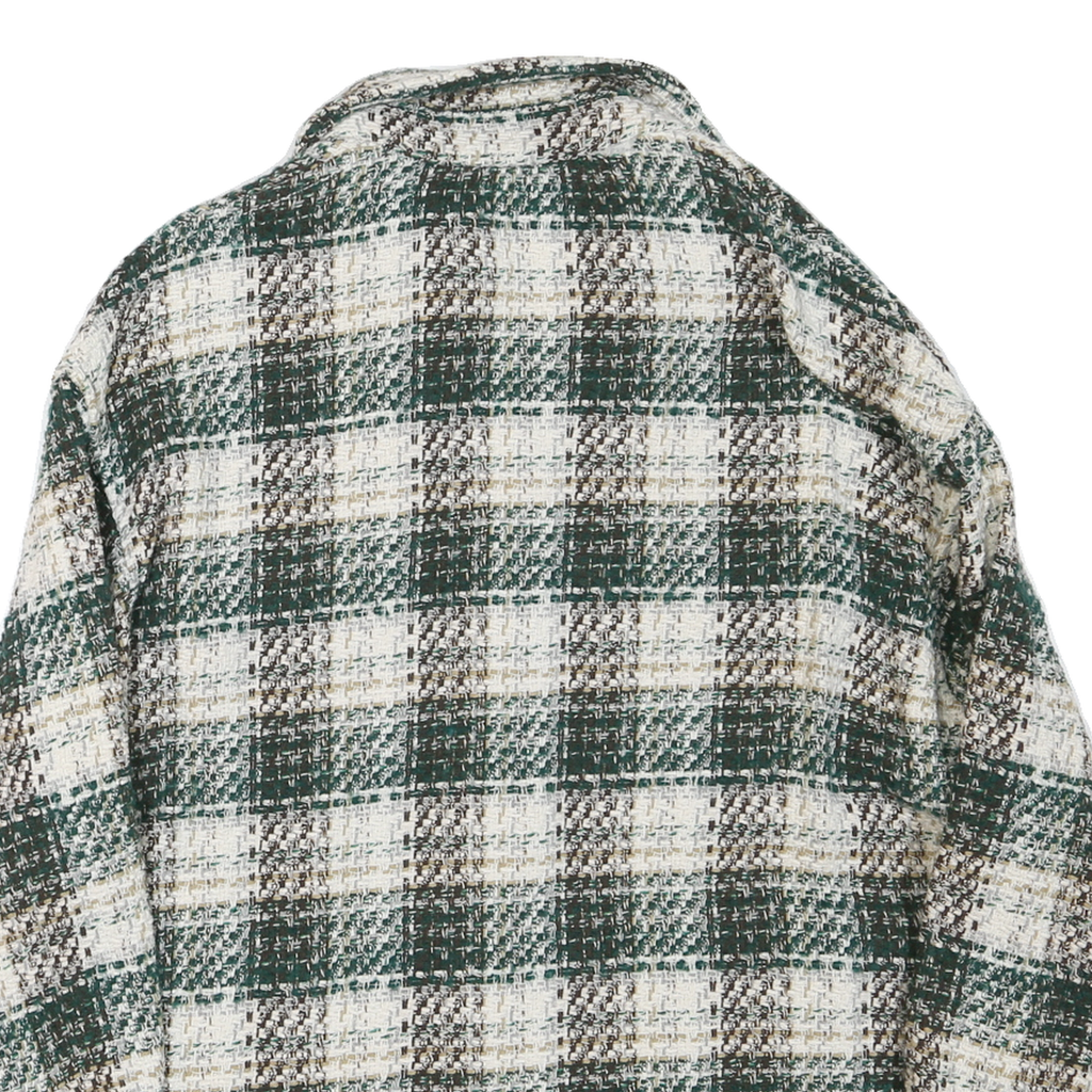 ZARA Womens Green & Cream Checked Button Jacket XS Cotton Blend Woven Stylish