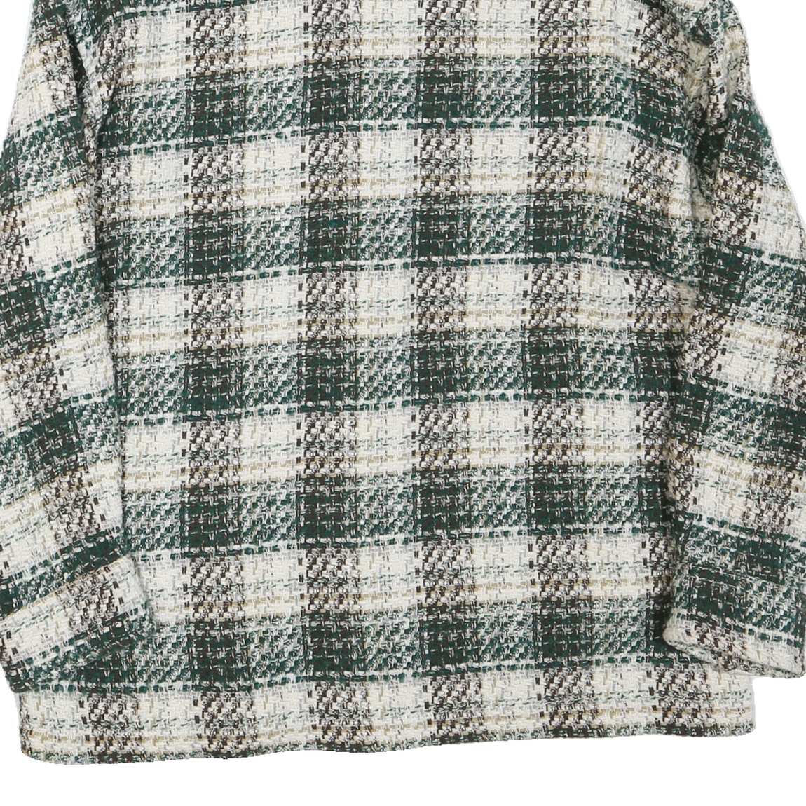 ZARA Womens Green & Cream Checked Button Jacket XS Cotton Blend Woven Stylish