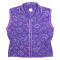 BROOKS Womens Purple Patterned Fleece Full Zip S Floral Print Casual Jumper