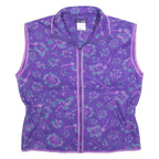 BROOKS Womens Purple Patterned Fleece Full Zip S Floral Print Casual Jumper