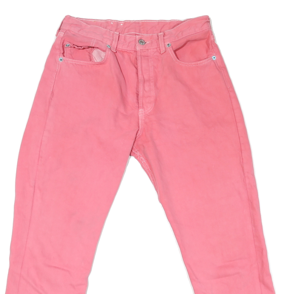 Womens Regular Fit Pink Cotton Blend Jeans W28 L25 Button Closure Stylish