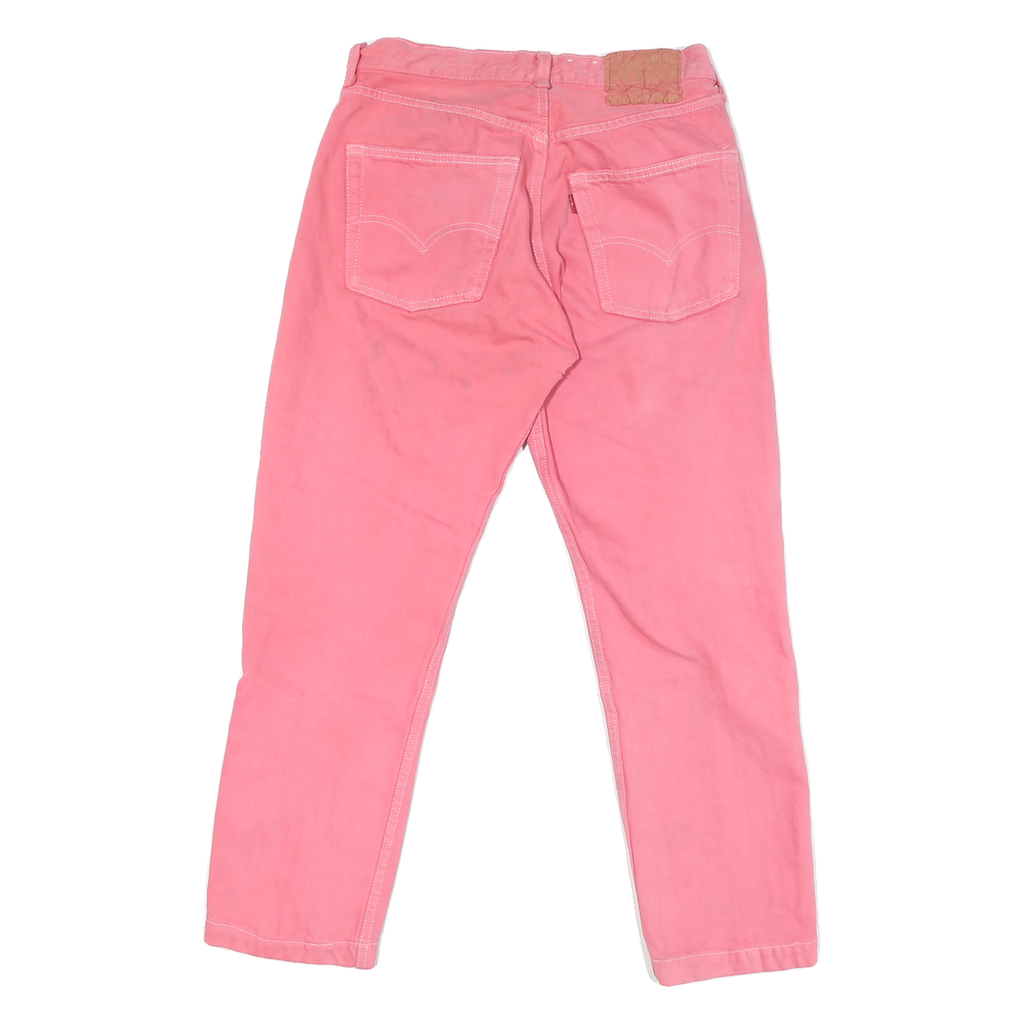 Womens Regular Fit Pink Cotton Blend Jeans W28 L25 Button Closure Stylish