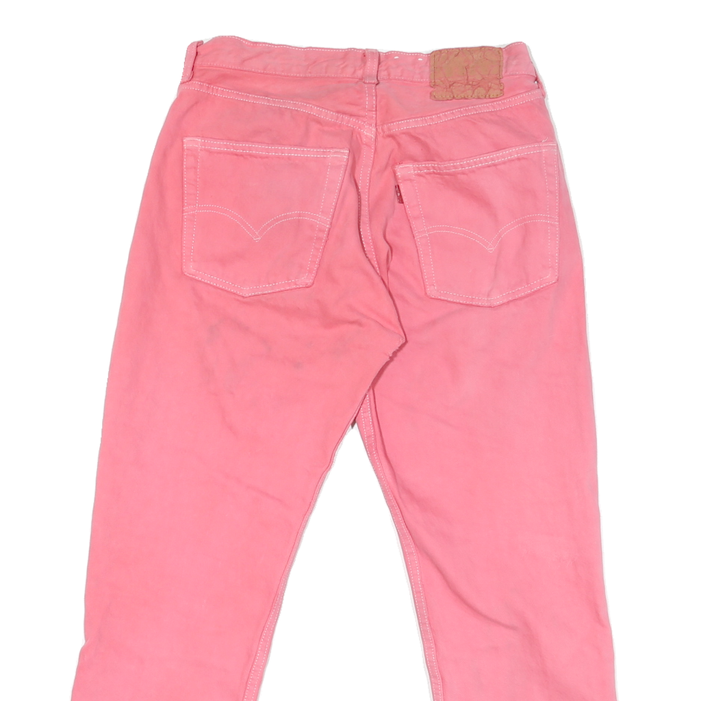 Womens Regular Fit Pink Cotton Blend Jeans W28 L25 Button Closure Stylish