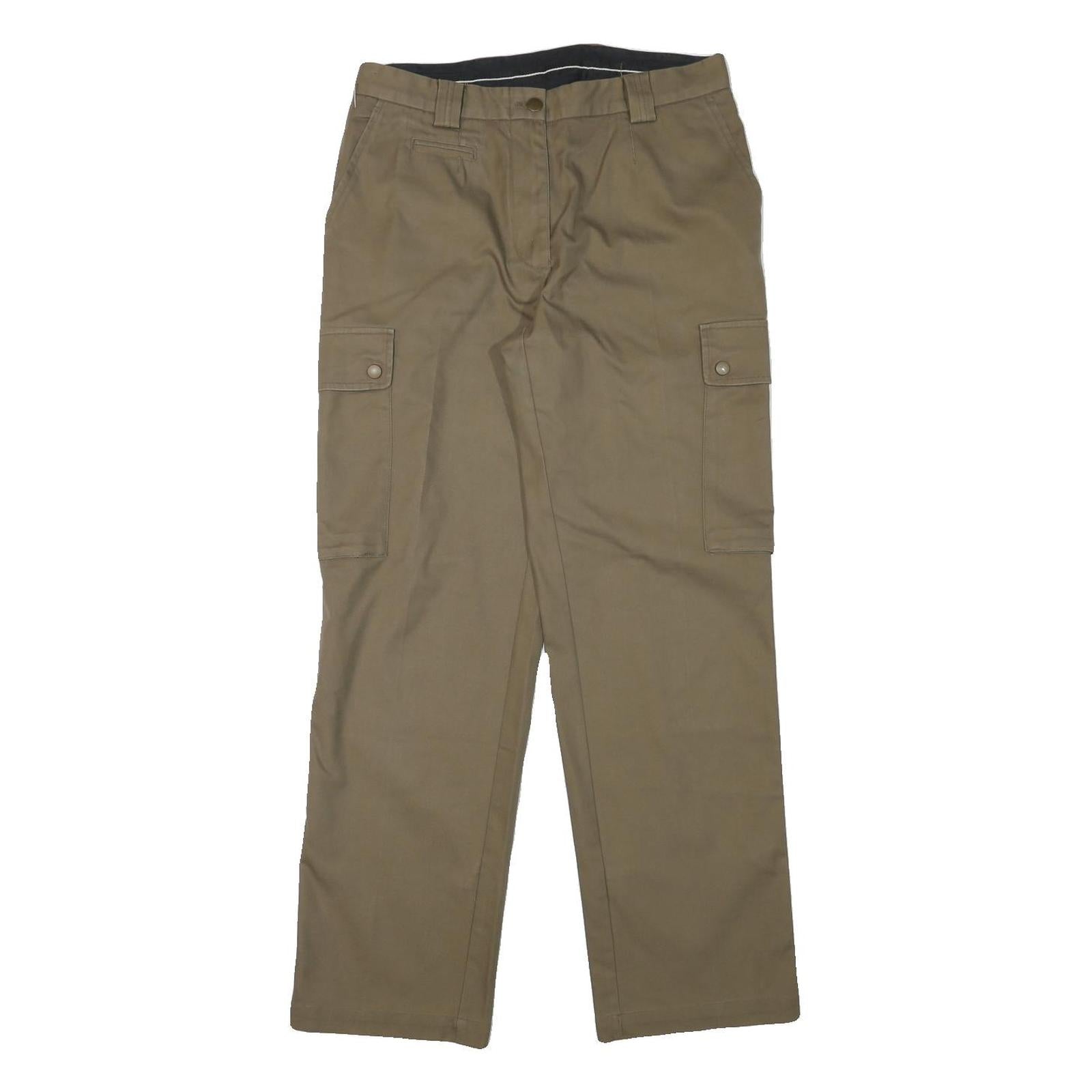 LION APPAREL Womens Cotton Blend Beige Relaxed Straight Trousers W31 L30 Cargo