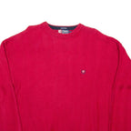 CHAPS RALPH LAUREN Mens Patterned Jumper Red Herringbone Chunky Knit L
