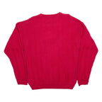 CHAPS RALPH LAUREN Mens Patterned Jumper Red Herringbone Chunky Knit L