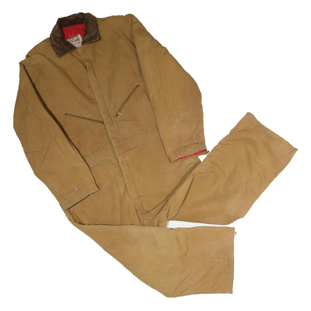 WALLS Mens Beige Cotton Blend Relaxed Dungarees Lined 3XL W48 L27 Workwear