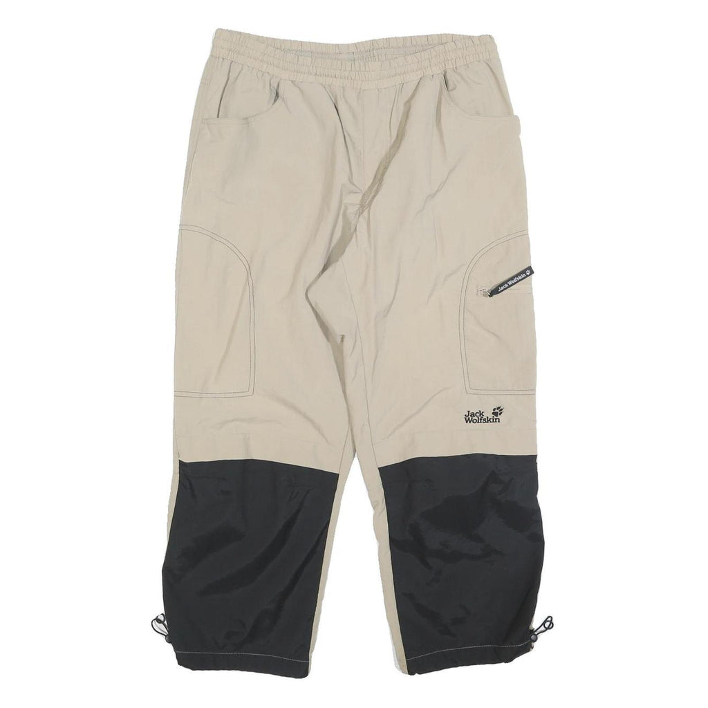 JACK WOLFSKIN Mens Polyester Beige & Black Regular Tapered Trousers W32 L25