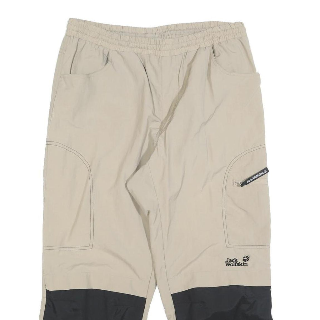 JACK WOLFSKIN Mens Polyester Beige & Black Regular Tapered Trousers W32 L25