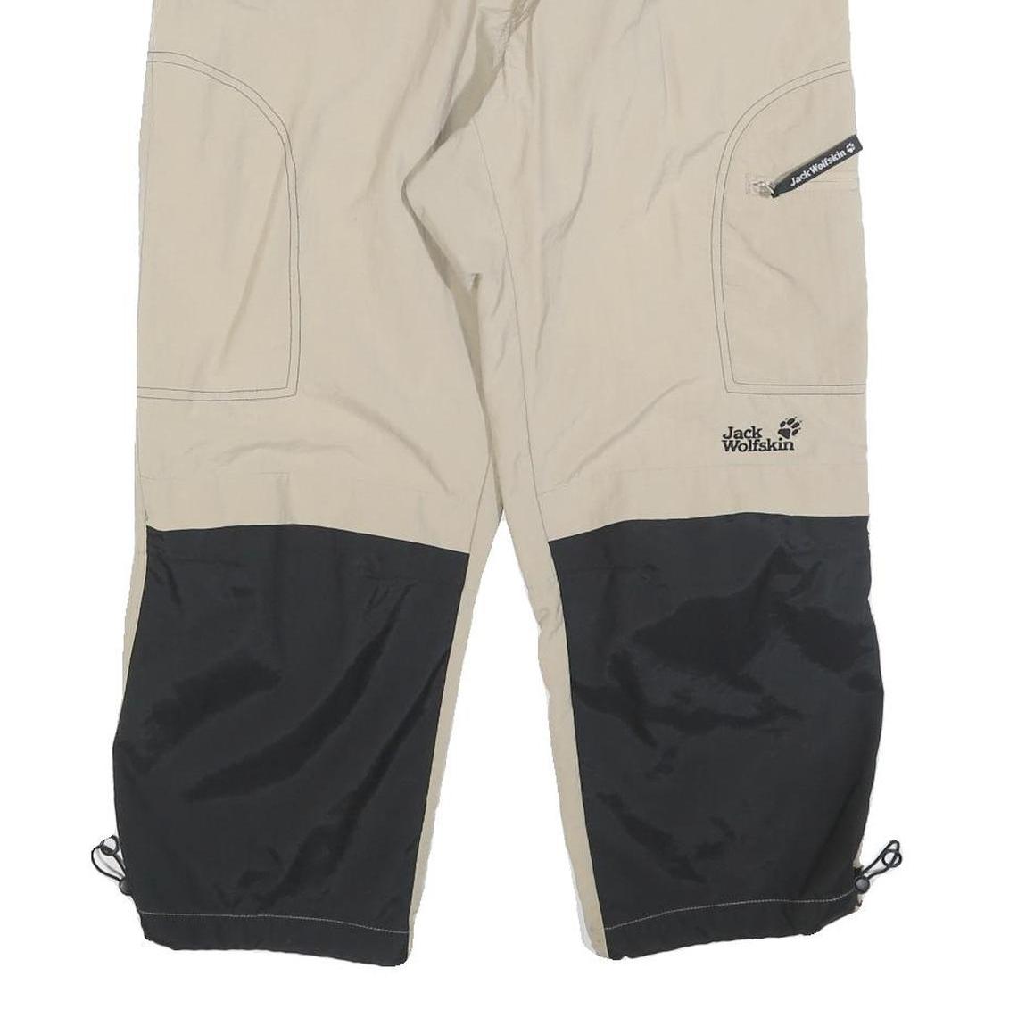 JACK WOLFSKIN Mens Polyester Beige & Black Regular Tapered Trousers W32 L25