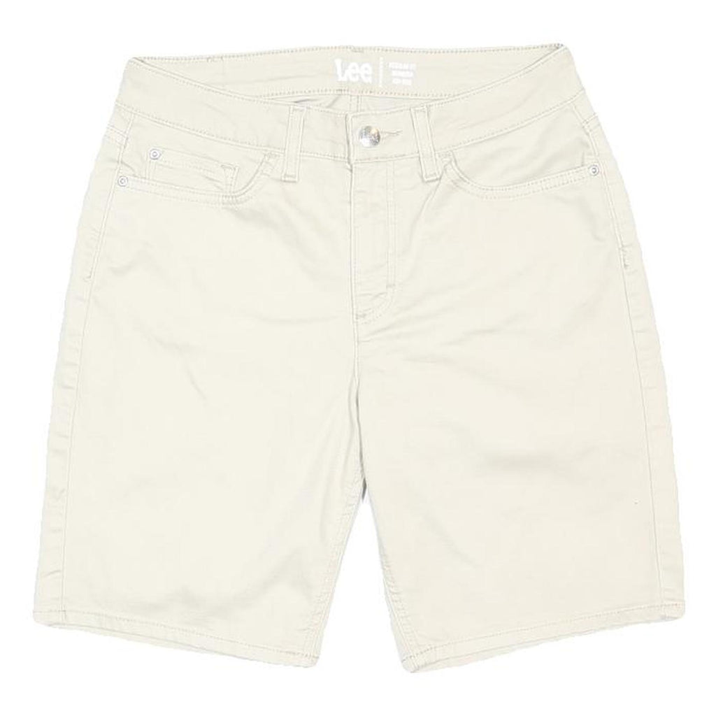 LEE Womens Cream Cotton Blend Casual Shorts M W28 Stylish Comfort