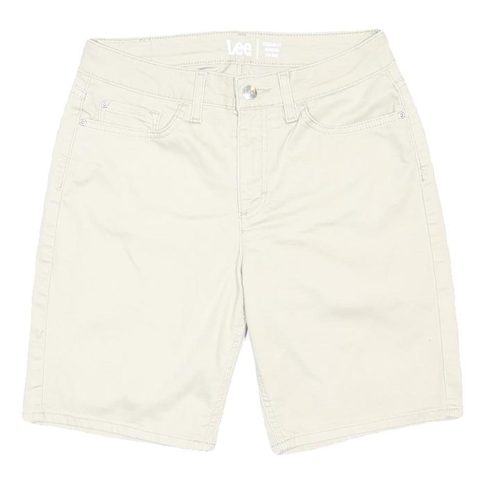 LEE Womens Cream Cotton Blend Casual Shorts M W28 Stylish Comfort