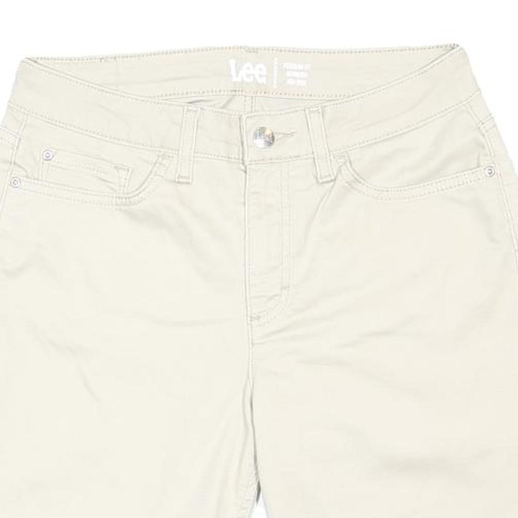 LEE Womens Cream Cotton Blend Casual Shorts M W28 Stylish Comfort