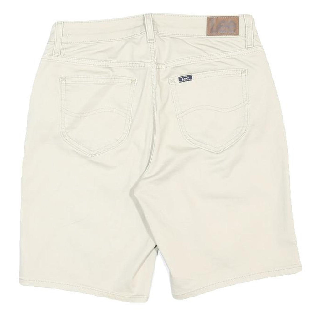 LEE Womens Cream Cotton Blend Casual Shorts M W28 Stylish Comfort