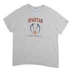 RUSSELL ATHLETIC Mens Grey Spartan Football Graphic T-Shirt XL Short Sleeve Crew