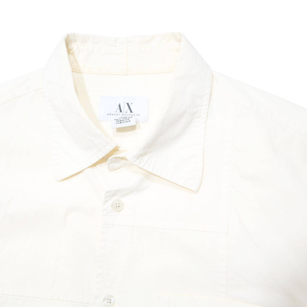 ARMANI EXCHANGE Mens Cream Shirt L Cotton Classic Button Front Long Sleeve