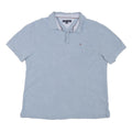 TOMMY HILFIGER Mens Blue Short Sleeve Plain Polo Shirt XL Classic Cotton Blend