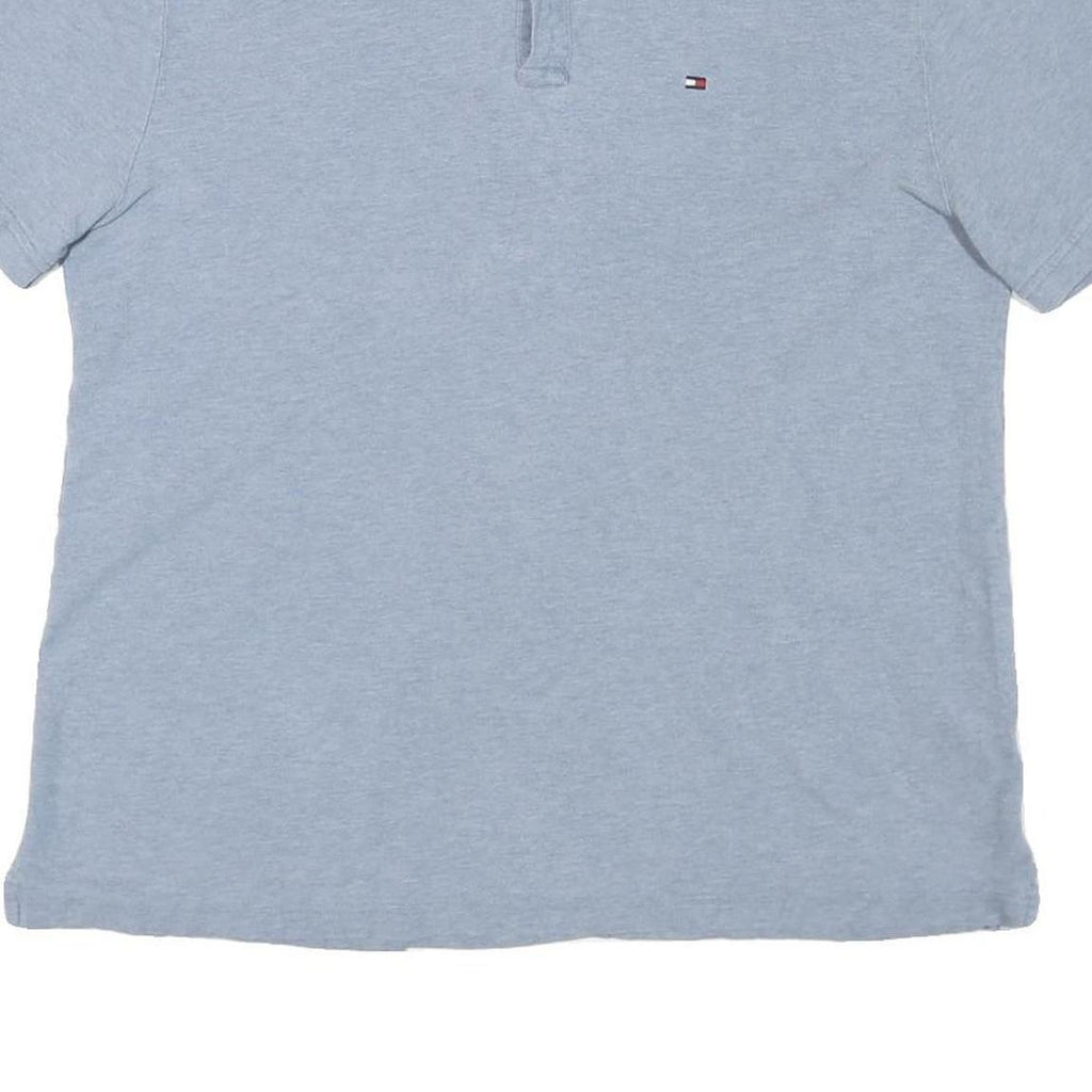 TOMMY HILFIGER Mens Blue Short Sleeve Plain Polo Shirt XL Classic Cotton Blend